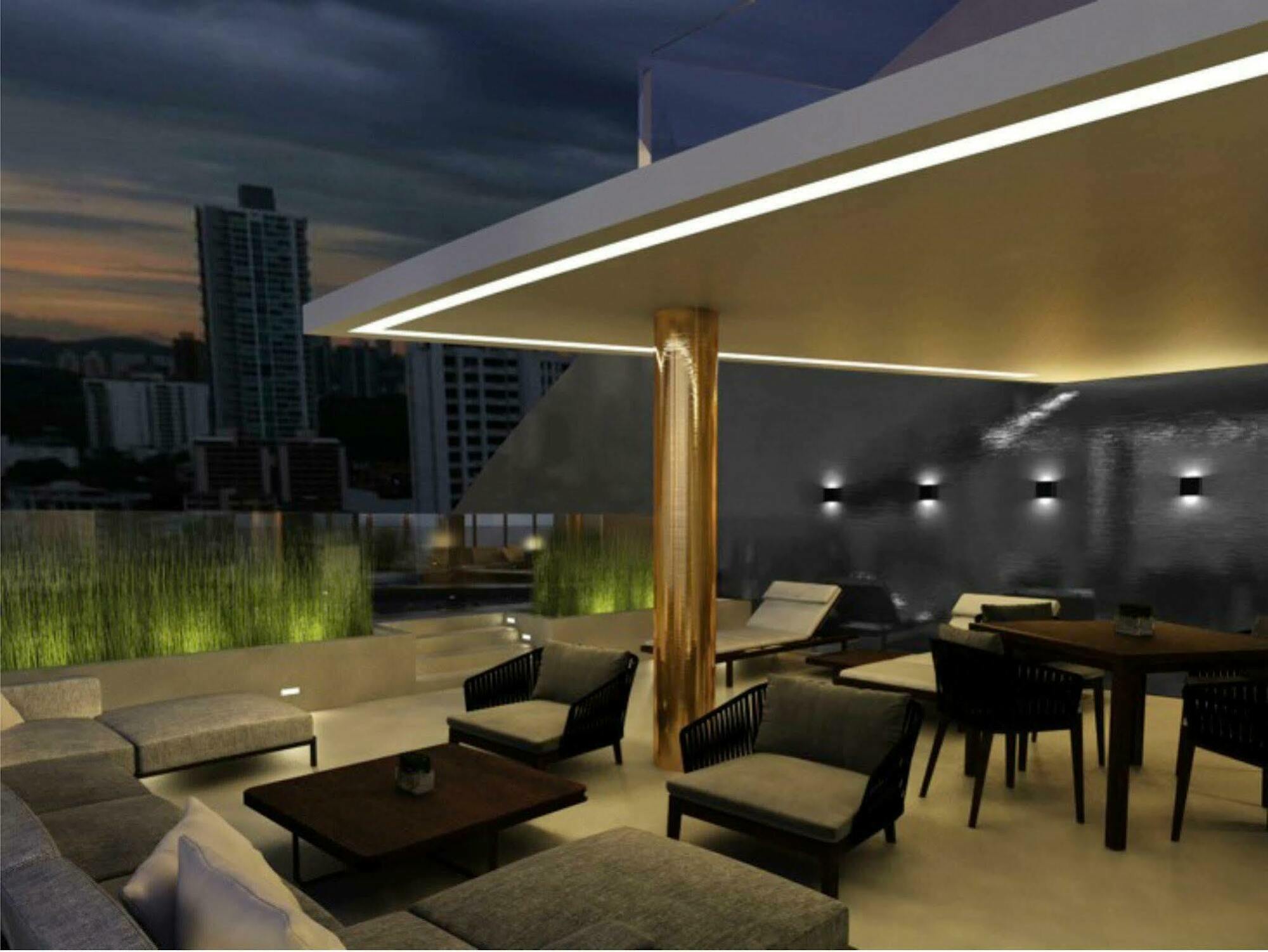 Hotel Las Americas Golden Tower Panamá Buitenkant foto 3D rendering of a rooftop terrace